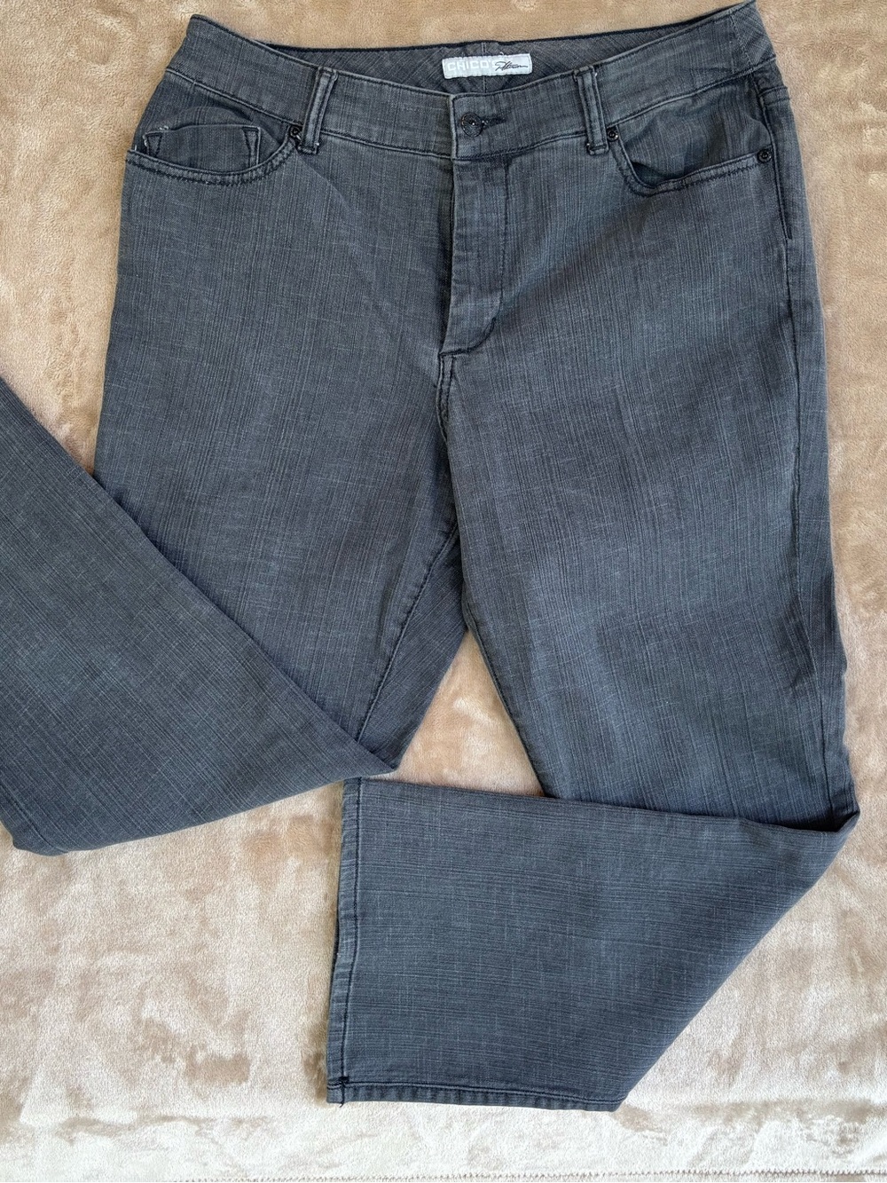 Chico's Platinum Straight-Leg Jeans in Charcoal Gray, Chicos 2 Short